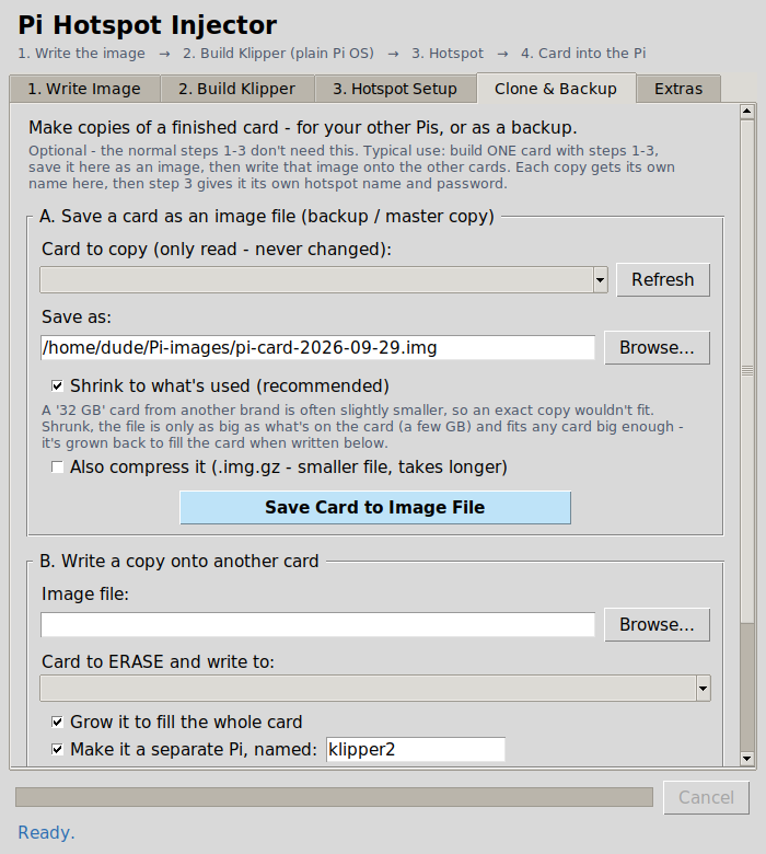 Clone and Backup tab