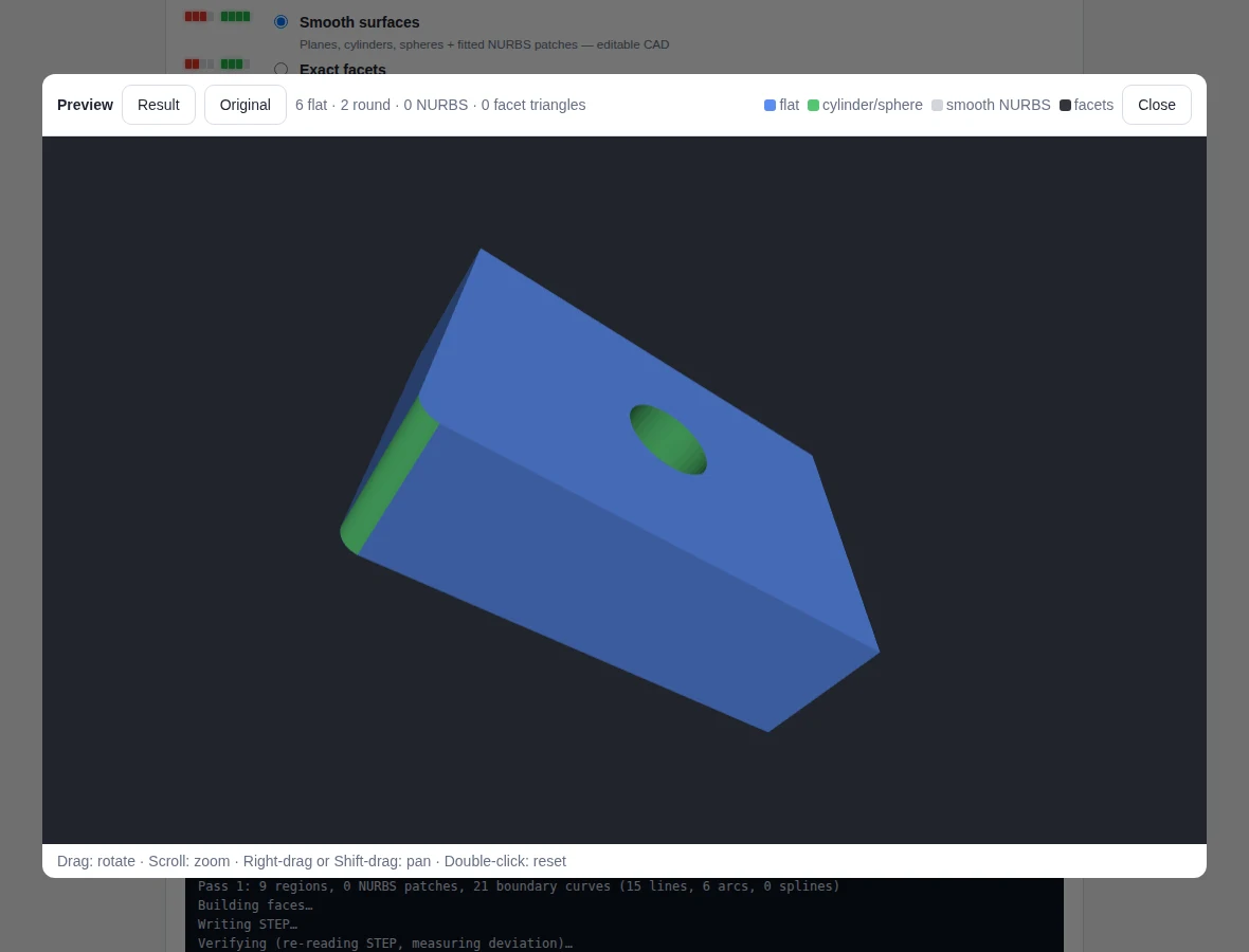 3D preview of a converted part